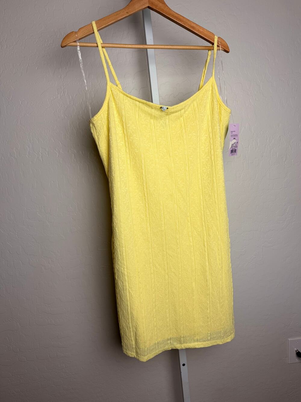 Wild Fable Yellow Textured Mini Dress XXL Sleeveless Stretch Lined NWT